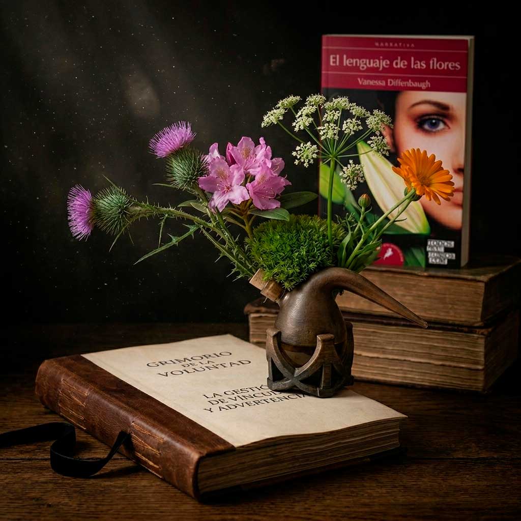 Composición botánica de cicuta y caléndula para marcar límites y enviar advertencias silenciosas de protección territorial.